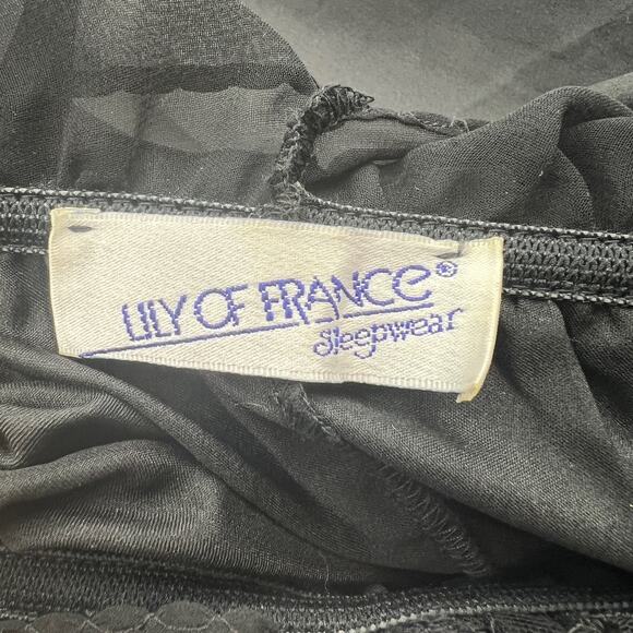 Vintage 70s Lily Of France Maxi Negligee Night Gown Black Bridal Lingerie - Picture 3 of 8
